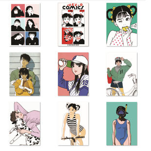 江口寿史个性少女插图日本鬼才插画漫画复古怀旧牛皮纸海报装饰画