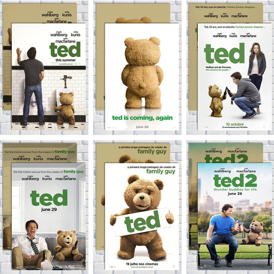 泰迪熊 ted 2 励志搞笑海报 牛皮纸招贴酒吧咖啡客厅装饰挂画芯