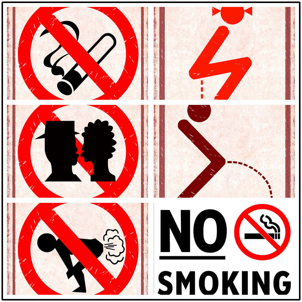 禁止吸烟厕所男女图标 no smoking 搞笑公益娱乐标语装饰画挂画