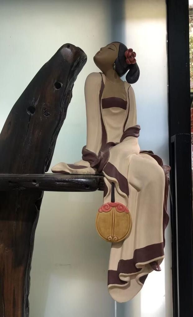陶瓷工艺品石湾公仔家居装饰品礼品招财客厅书房摆件闲情美女促销
