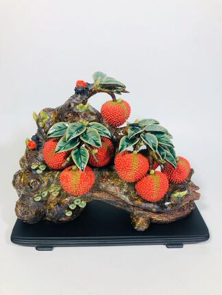 陶瓷工艺品石湾公仔家居装饰品礼品客厅水果摆件满堂红荔枝促销