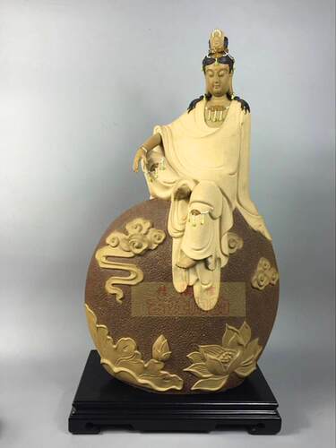 陶瓷工艺品石湾公仔家居装饰品礼品客厅招财摆件莲花幽香观音促销 - 封面
