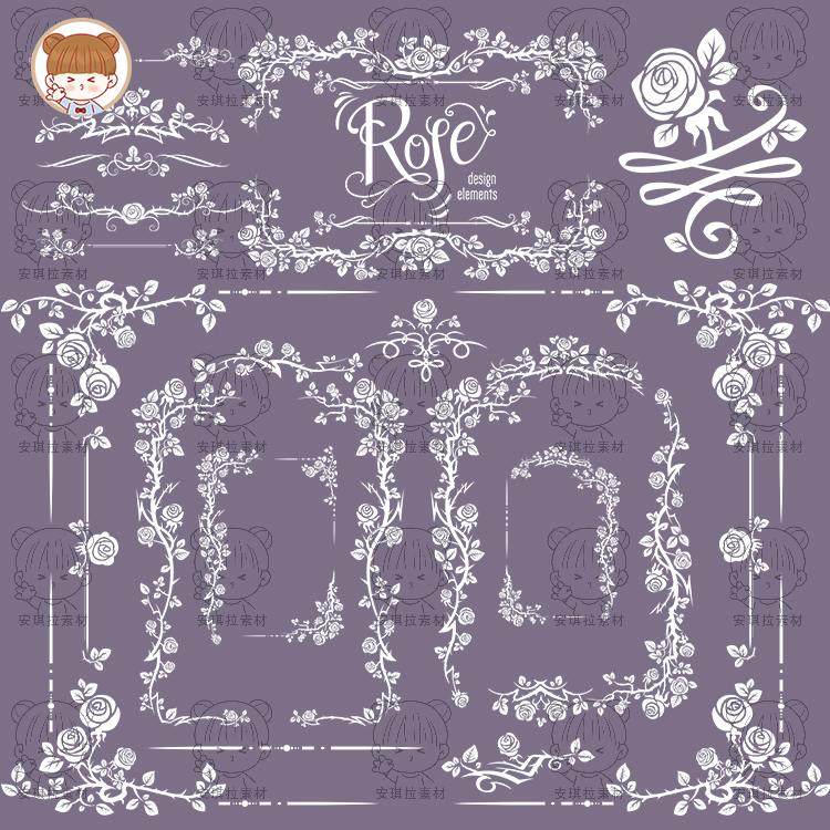 复古黑白Vintage玫瑰花纹剪影边框分隔线海报装饰元素矢量png素材,商务/设计服务,设计素材/源文件,淘宝优惠券,粉丝福利购,淘宝优惠卷