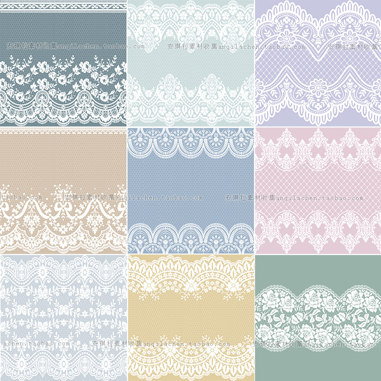 唯美少女风浅色系蕾丝花纹花边背景婚礼邀请函卡片海报p矢量素材