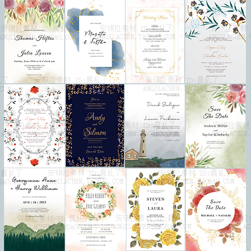 INS轻奢风水墨色块婚礼植物花卉水牌迎宾海报模板psd设计素材