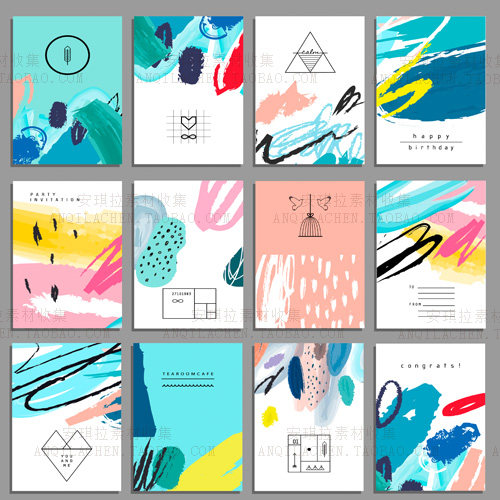 小清新时尚创意色彩色块卡片婚礼海报图片矢量eps源文件素材