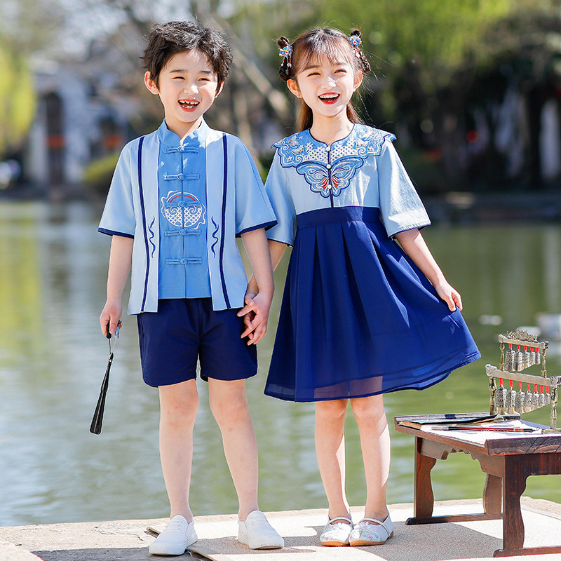 古风幼儿园入园服儿童汉服唐装中国风民国古装中小学生古诗词朗诵