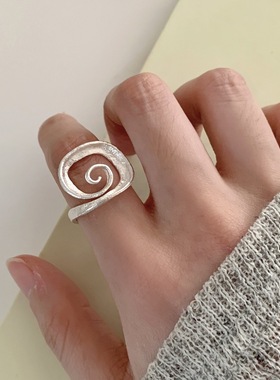 简约几何线条螺旋戒指女时尚设计感冷淡风开口指环旋涡环形食指戒