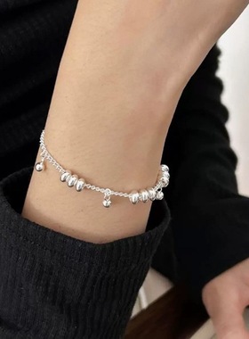 几何不规则珠子手链女简约圆环百搭时尚个性网红S925镀银手环手饰