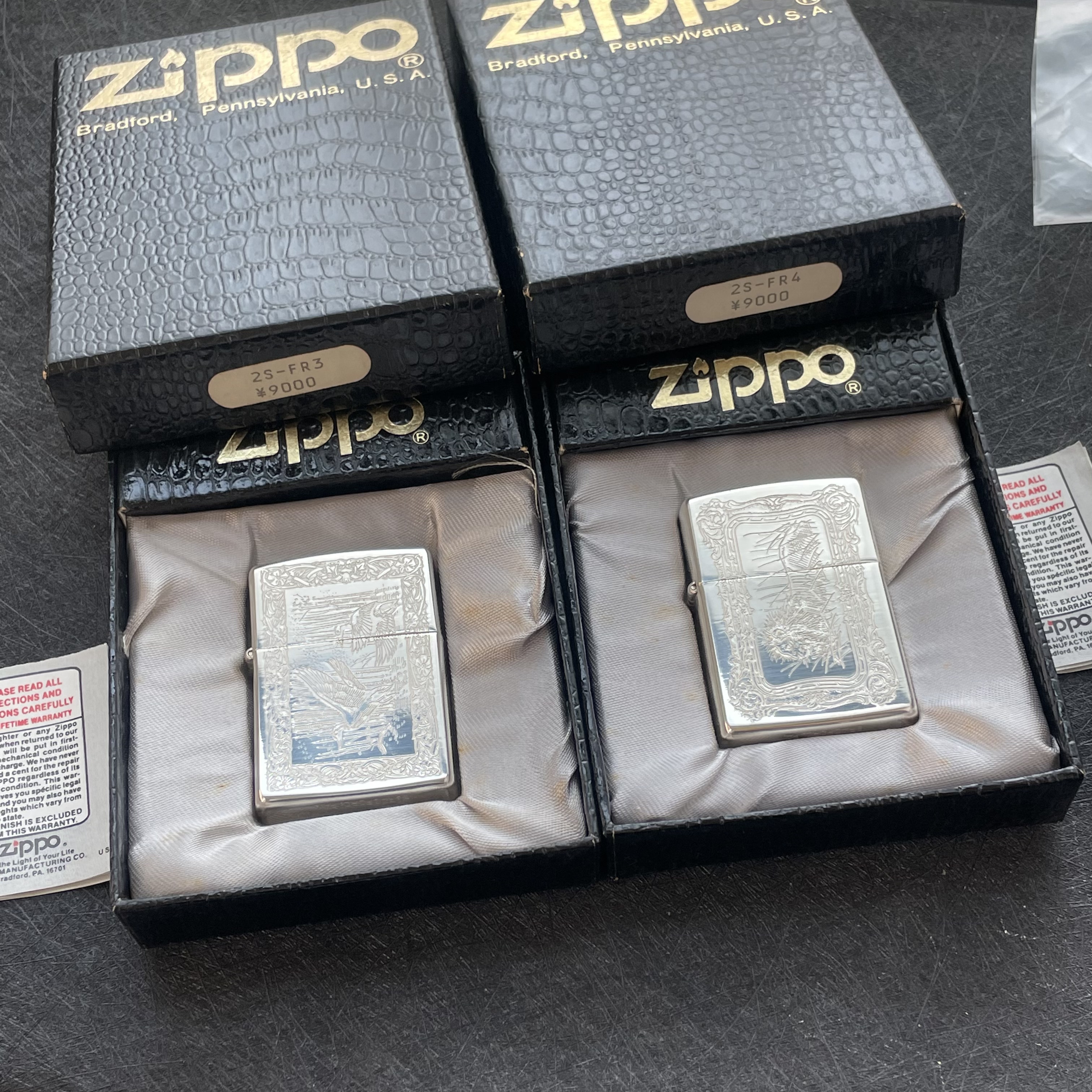 Zippo原装正品 Zippo 1991年小斜底 镀银 野鸭 狮子2S-FR