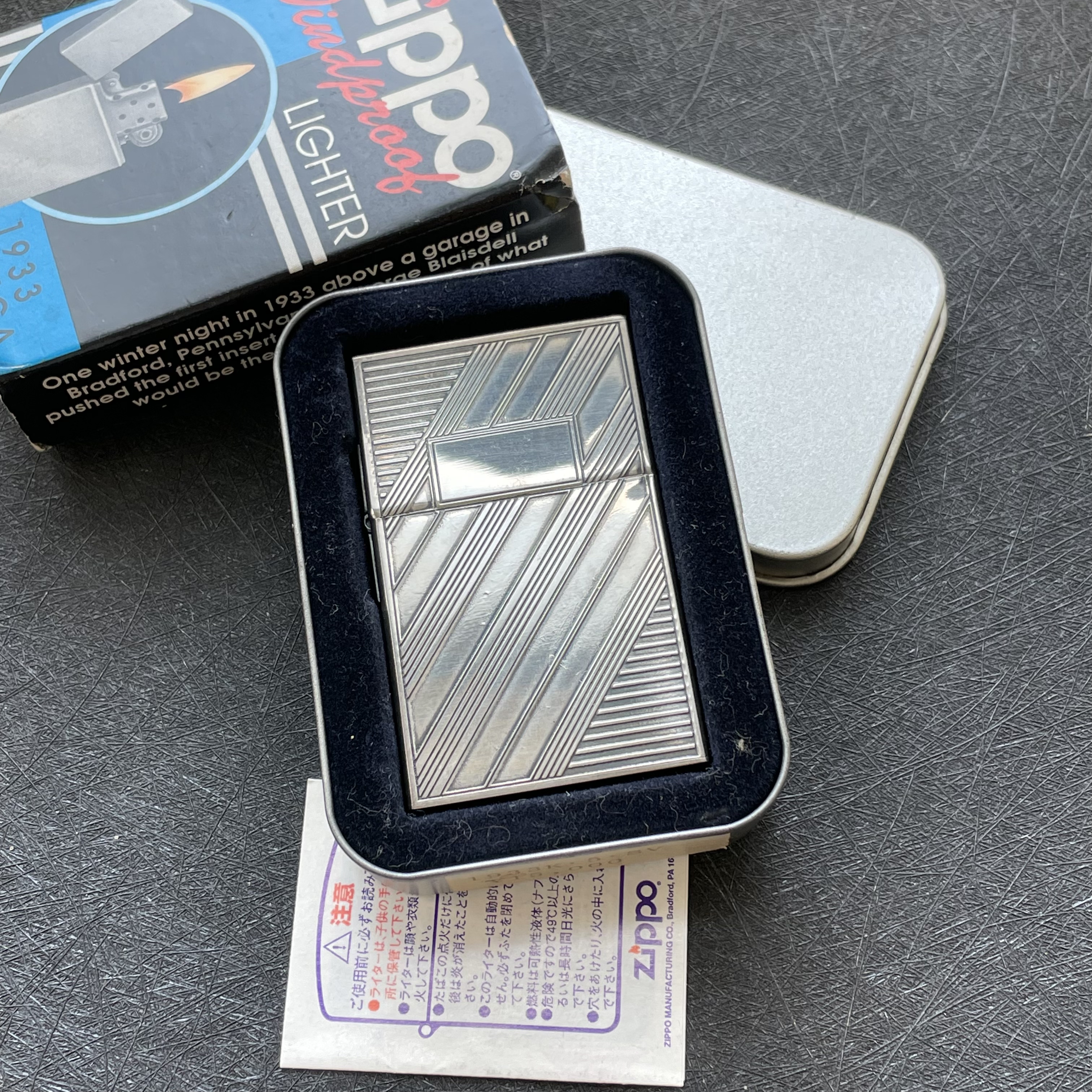 Zippo原装正品 1998年33复刻大平头镀银五面几何