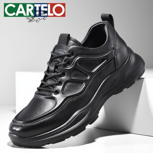 卡帝乐鳄鱼皮鞋男款冬季正装休闲鞋真皮大码中老年软底防滑爸爸鞋