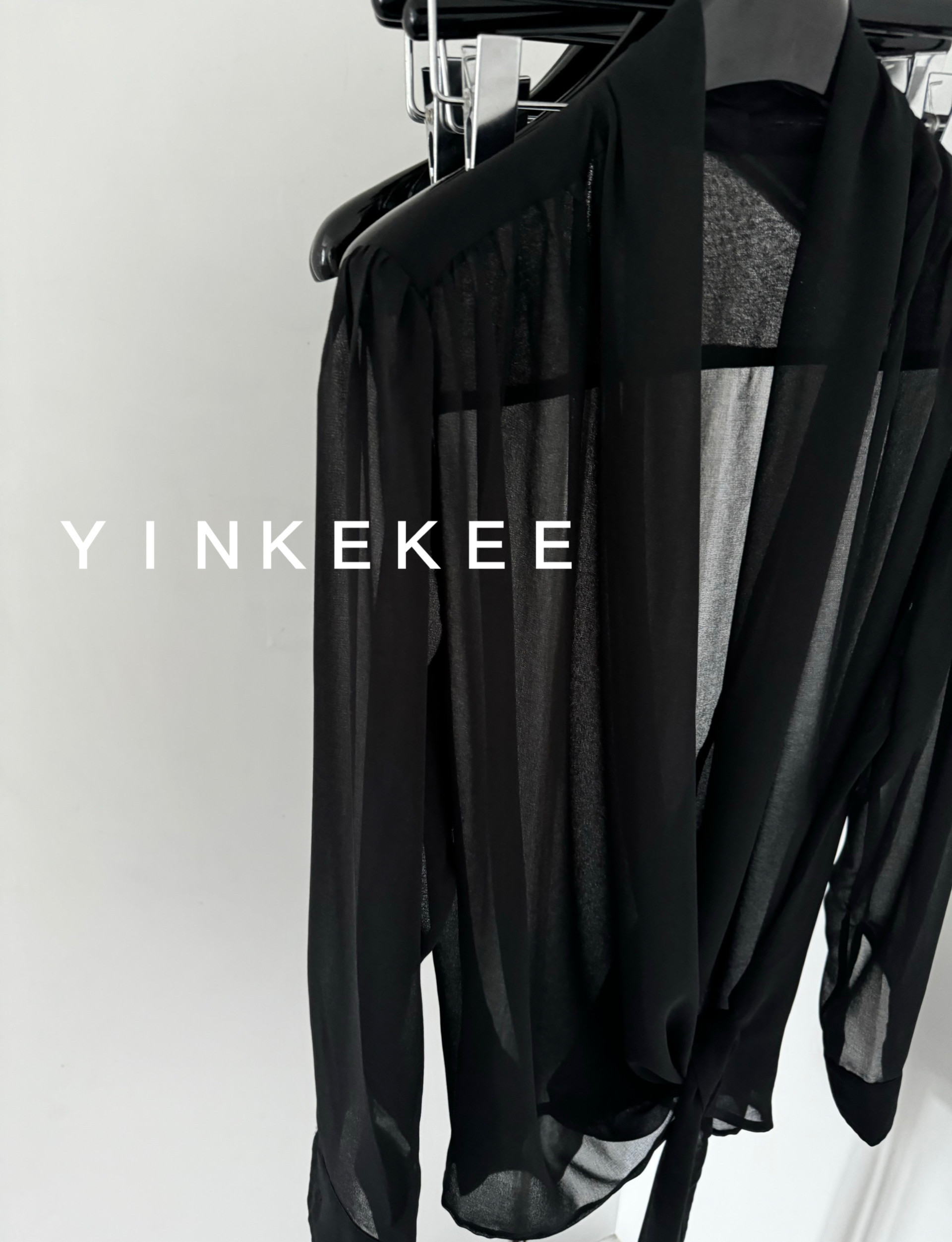 YINKEKEE（6.16上新）韩版洋气简约雪纺设计感显瘦性感系带衬衫女