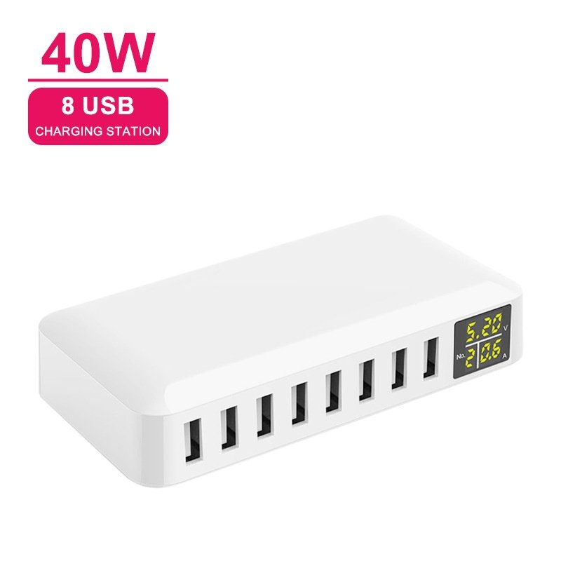 工厂直销usb多口充电器8口桌面充智能数显 CE ROHS PS
