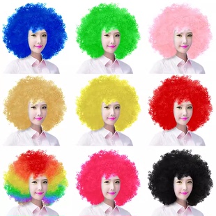 超大爆炸头假发全头套夸张球迷小丑表演出蓬松搞笑万用短卷发假毛