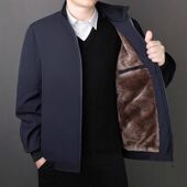 2025年冬季 带毛领保暖加厚夹克男 中老年爸爸装 加绒冬装 外套男新款