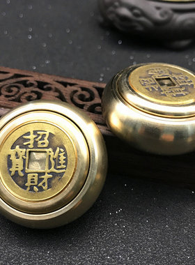 指尖捻纯铜转转旋文玩老人手把件