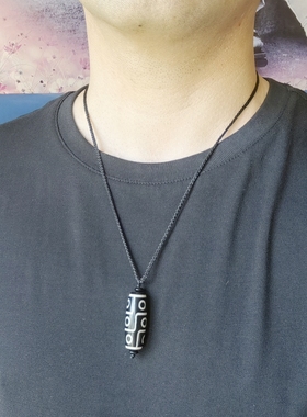 黑色玛瑙九眼天珠项链男士吊坠