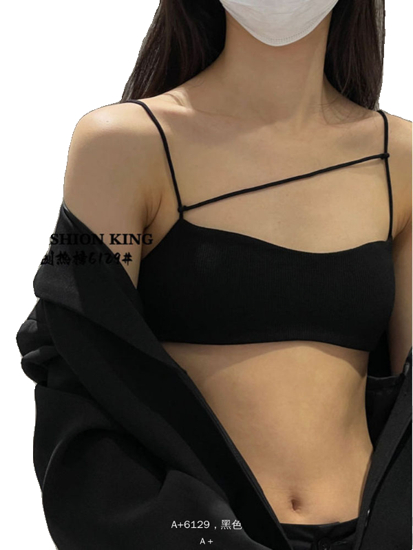 A+新款法式美背吊带薄款文胸性感黑色纯棉小胸无钢圈内衣女士胸罩