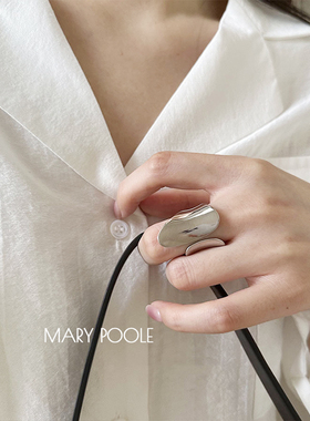 Mary poole不规则宽面立体摩登造型开口面小众设计戒指s925银极简