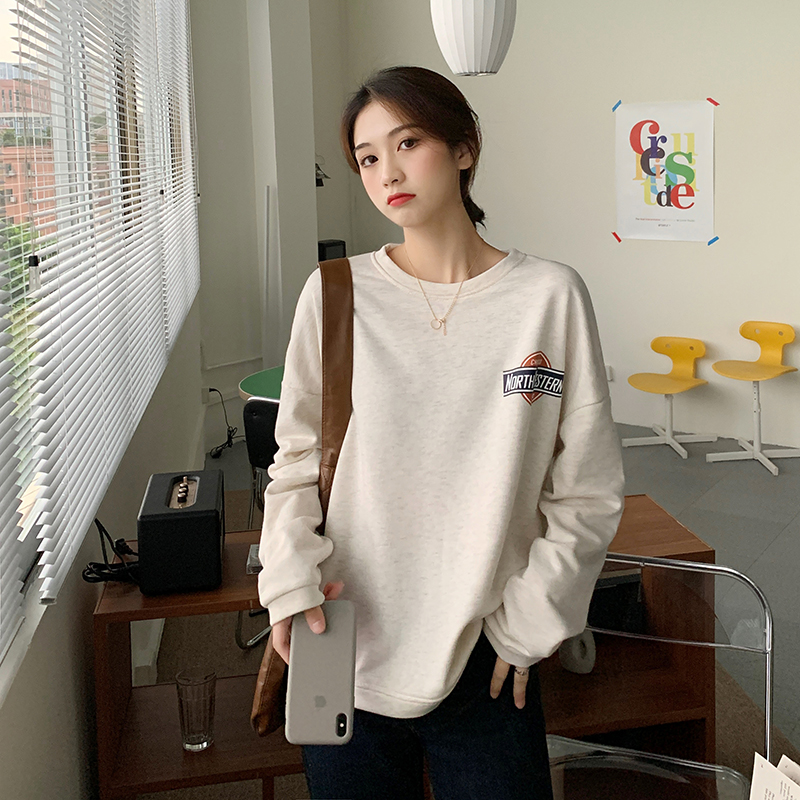 Real shot autumn Korean new languid letter printed loose and versatile cashmere sweater