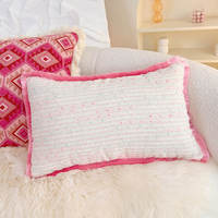 American-style light luxury pink throw pillows, high-end retro red velvet pillow covers, sofa, living room headboard, bay window waist cushions thumbnail 5