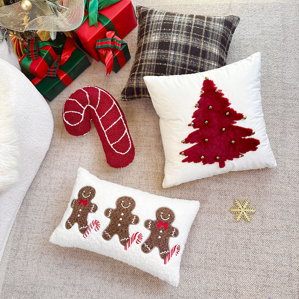 红色圣诞节抱枕节日礼物靠枕套