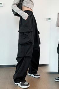 336-P58复古工装裤2024春夏新款直筒裤束脚长款宽松阔腿裤图片