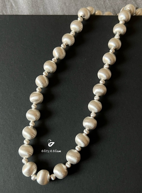 圆球拉丝猫眼珠项链女