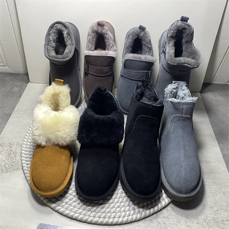 工厂处理2025年冬季磨砂皮羊毛厚底舒适百搭休闲保暖雪地靴女棉鞋
