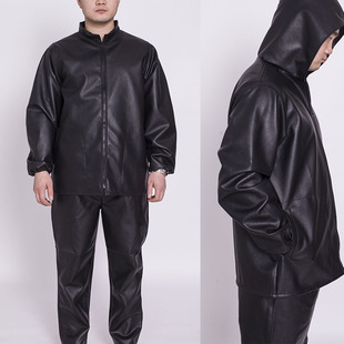 防油防水罩衣皮衣工作服洗车修车屠宰养殖水产防护服 PU男士 包邮