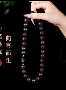手链轻奢小众精致溏心老料天珠双圈菩提佛珠新中式墨玉菩提根手串