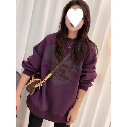 卫衣女初中生女大码胖mm慵懒风遮屁股上衣秋冬加绒加厚中长款卫衣