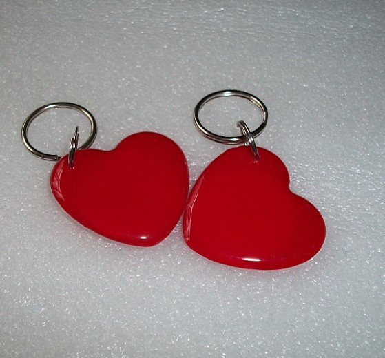 JTRFID4038心形红M1S50水晶钥匙扣卡ISO14443A协议IC异形卡