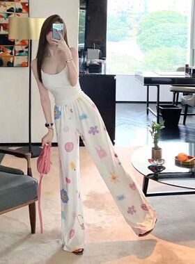 睡裤女春夏秋季直筒阔腿裤薄款ins风百搭休闲可外穿家居遛弯裤子