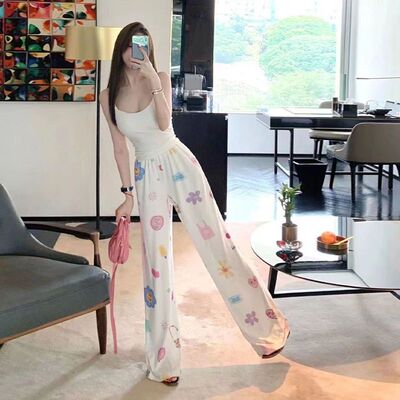 睡裤女春夏秋季直筒阔腿裤薄款ins风百搭休闲可外穿家居遛弯裤子