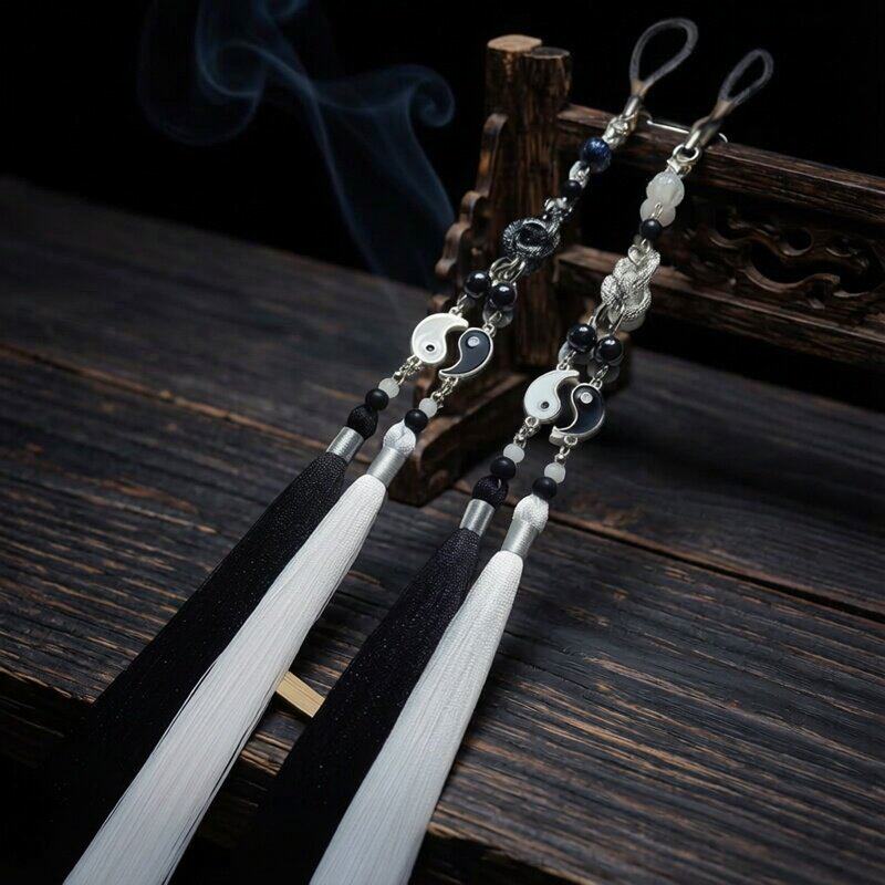 原创古风腰佩挂件男女款太极八卦吊坠流苏配饰汉服新中式男女手作