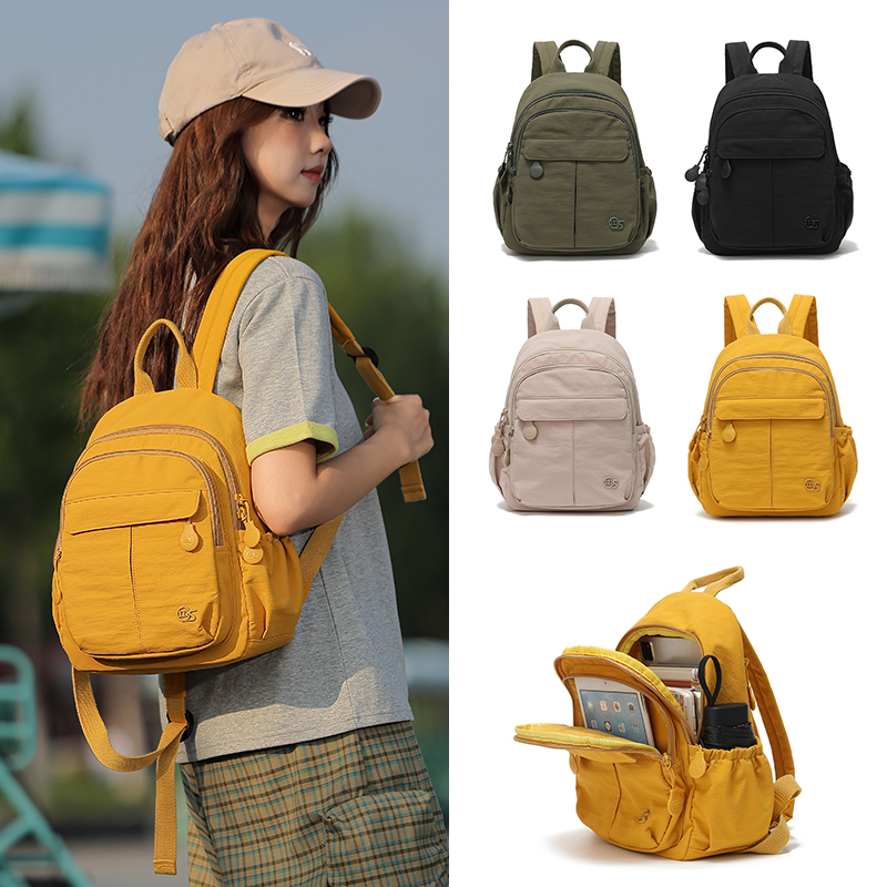 女士休闲百搭双肩包2025新款纯色简约轻便旅游通勤大容量实用书包