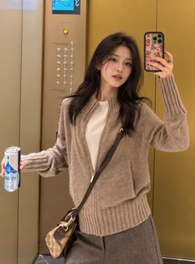 高领拉链针织毛衣女秋冬