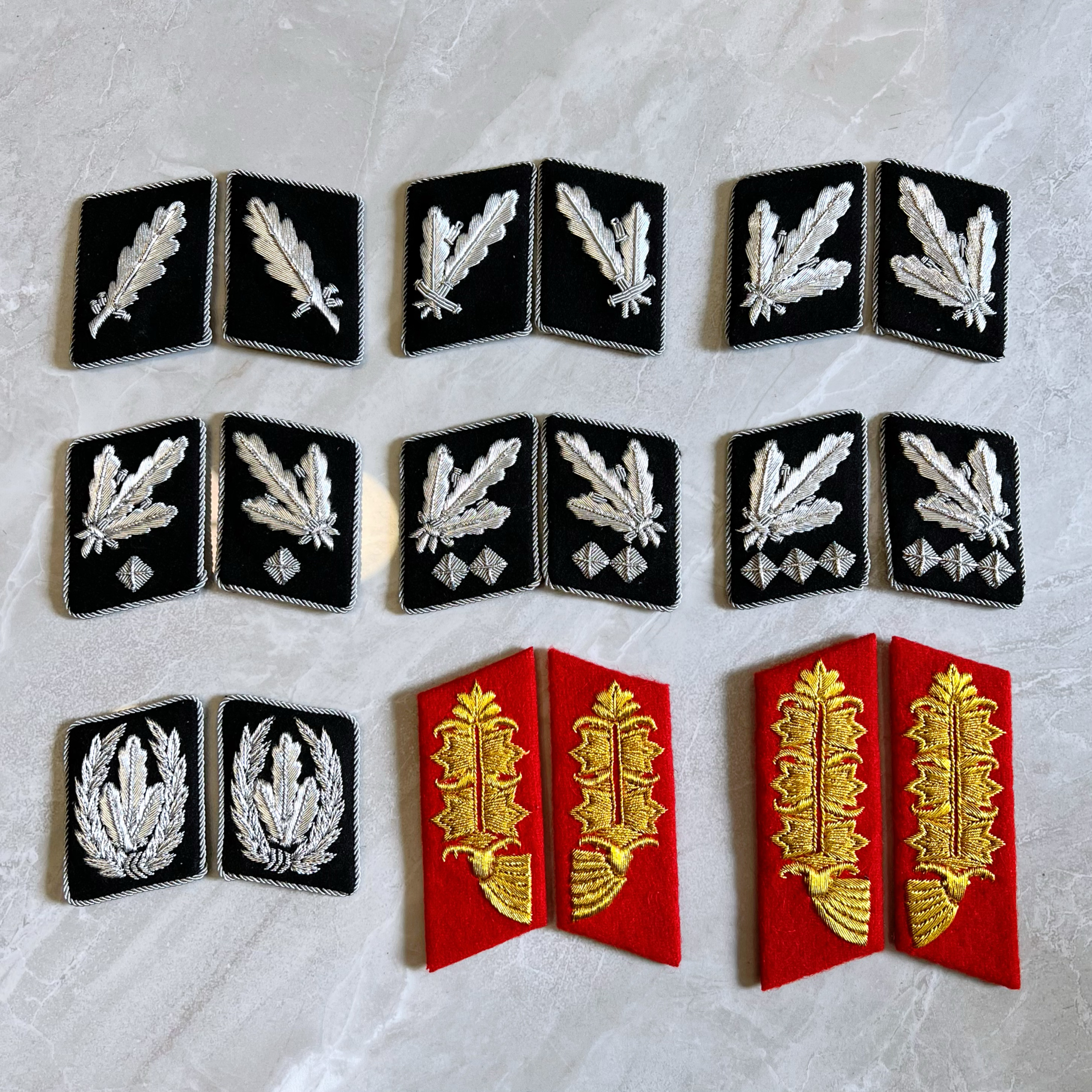 复刻历史纪念德国经典手工金属铝丝刺绣矢车菊像树叶领章制服配饰