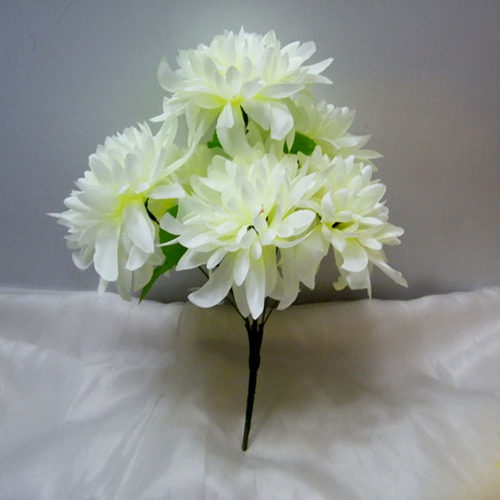 热卖5头仿真清明花菊花 祭祀祭祖假花绢花思亲菊绢花摆放绢花白黄