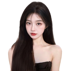 蕾丝假发女真发全真人发蕾丝递针自然无痕中分八字长直发假发套