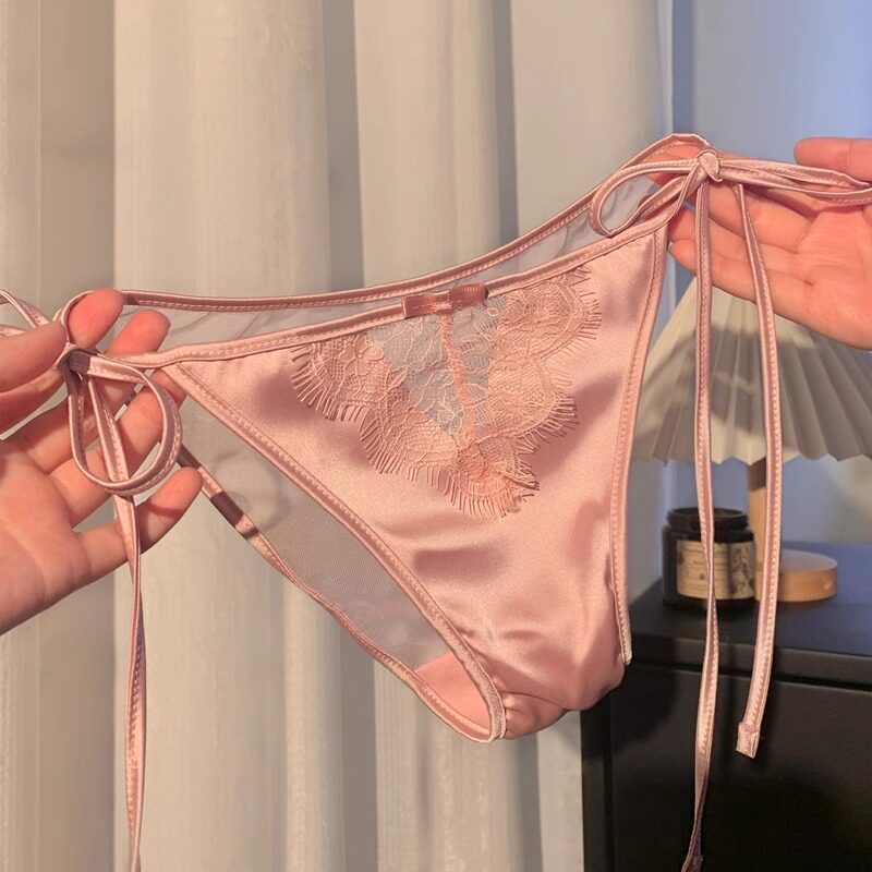 一扯就开~法式缎面女绑带内裤女系带两侧可解开2025新款性感纯欲