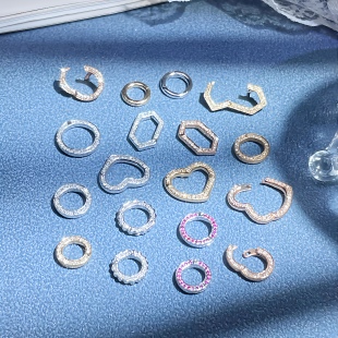 18K金圆圈钻石扣头镶嵌定制加工设计款 吊坠项链手链圆形扣百搭