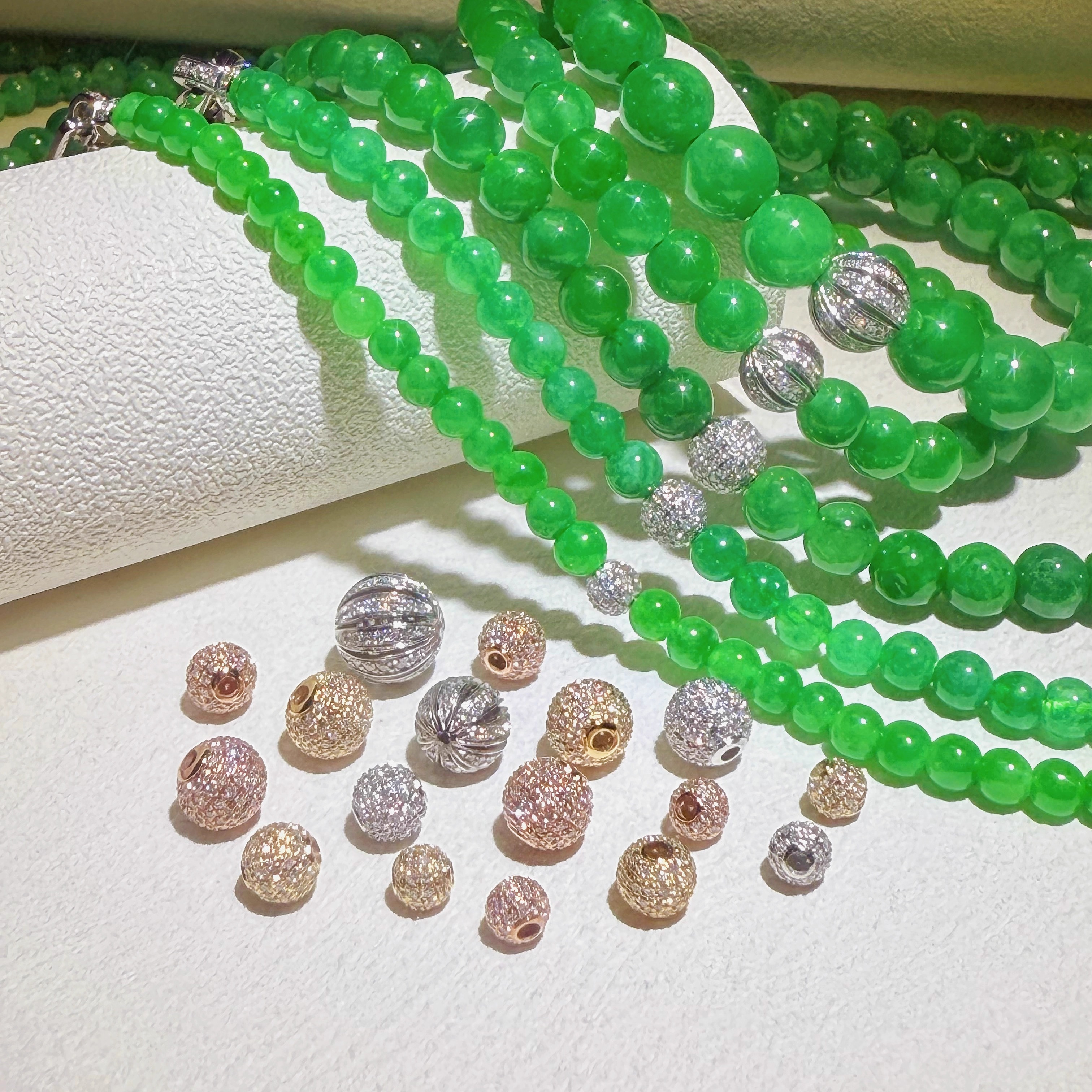 18K金钻石隔珠小金珠子翡翠珠