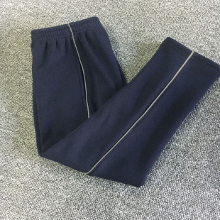 定制全棉春夏秋季薄款藏青镶灰边清潭学校成人男女运动宽松高腰裤