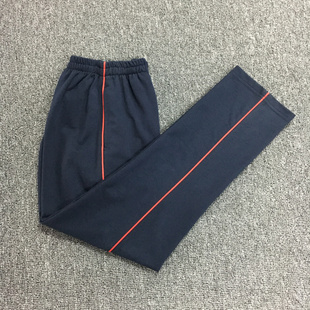 学军中学高一女生同款学生校裤藏青全棉运动裤经典桔细边直筒校裤