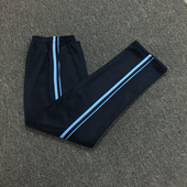 镶蓝细条再蓝粗条校裤 定制春夏秋季 深藏青全棉运动裤 学生校裤 薄款