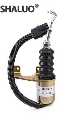 挖掘机配件适用玉柴YC85-8发动机停油熄火电磁阀开关SA-3742-12