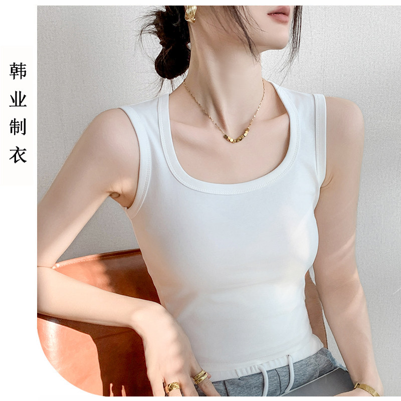 纯棉无袖背心女上衣遮肉短款